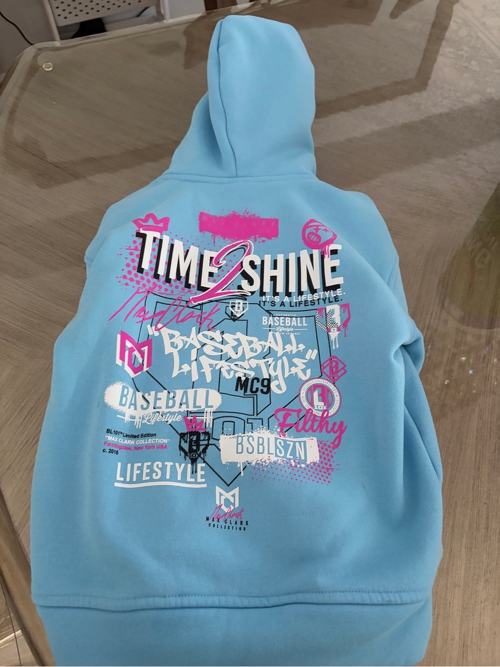Time2Shine Light Blue Graphic Kids Hoodie by Time2Shine